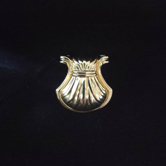 Nolan Miller Gold Faux Pearl Necklace Pave Crystals Lyre Shaped Pendant - Picture 5 of 14